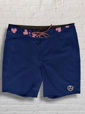 Patagonia Gerry Lopez Hydropeak Board Shorts 32 Blue Floral Surf